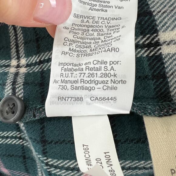 MADEWELL Green White Baywood Plaid Flannel Classic Ex-Boyfriend Shirt Size XS - Picture 9 of 10